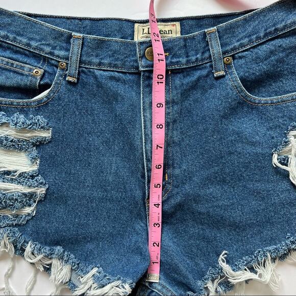 Vintage L.L. Bean Denim Shorts 31" High Rise Custom Distressed - Picture 9 of 12